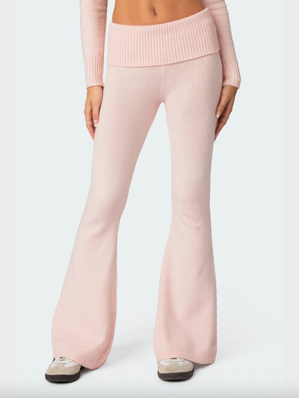 Knitted Low Rise Fold Over Pants - Picture 4 of 5